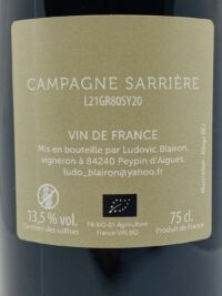 Campagne Sarriere Champetre Vin rouge Luberon